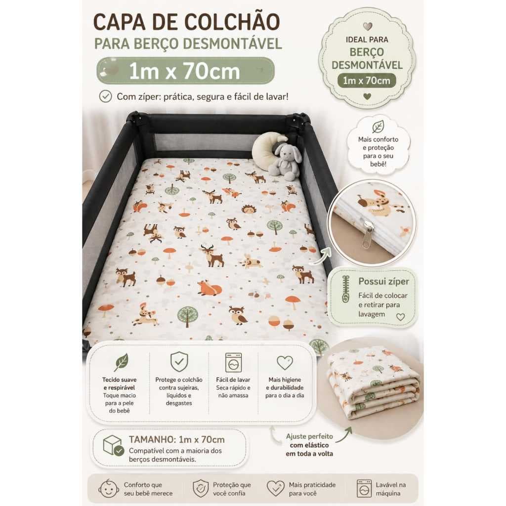 Capa para colchao de berço camping Capa colchao berço portatil com ziper alta qualidade