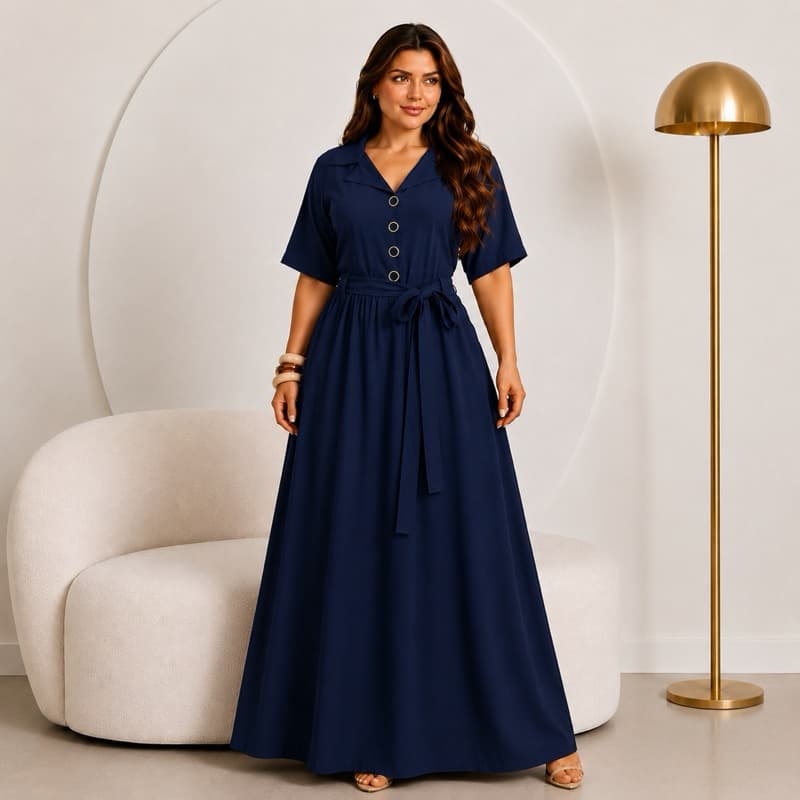 Vestido Midi com Botões🔥 Elegante e Confortável – Moda Feminina Casual Chic,Cintura Marcada,Estilo Camisa,Tendência 2026