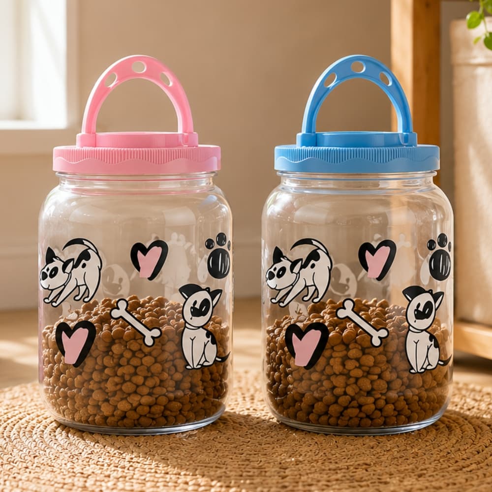 Porta Ração Petiscos Saches Cachorro Gato 1,7l Com Alça