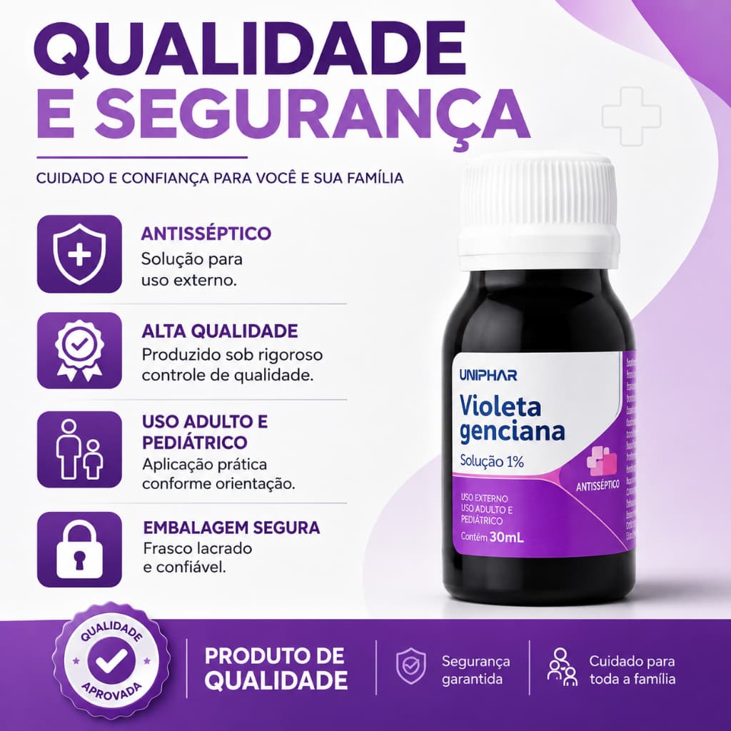 Violeta Genciana Solução 1% 30ml - Antisséptica e Versátil - Unipharma