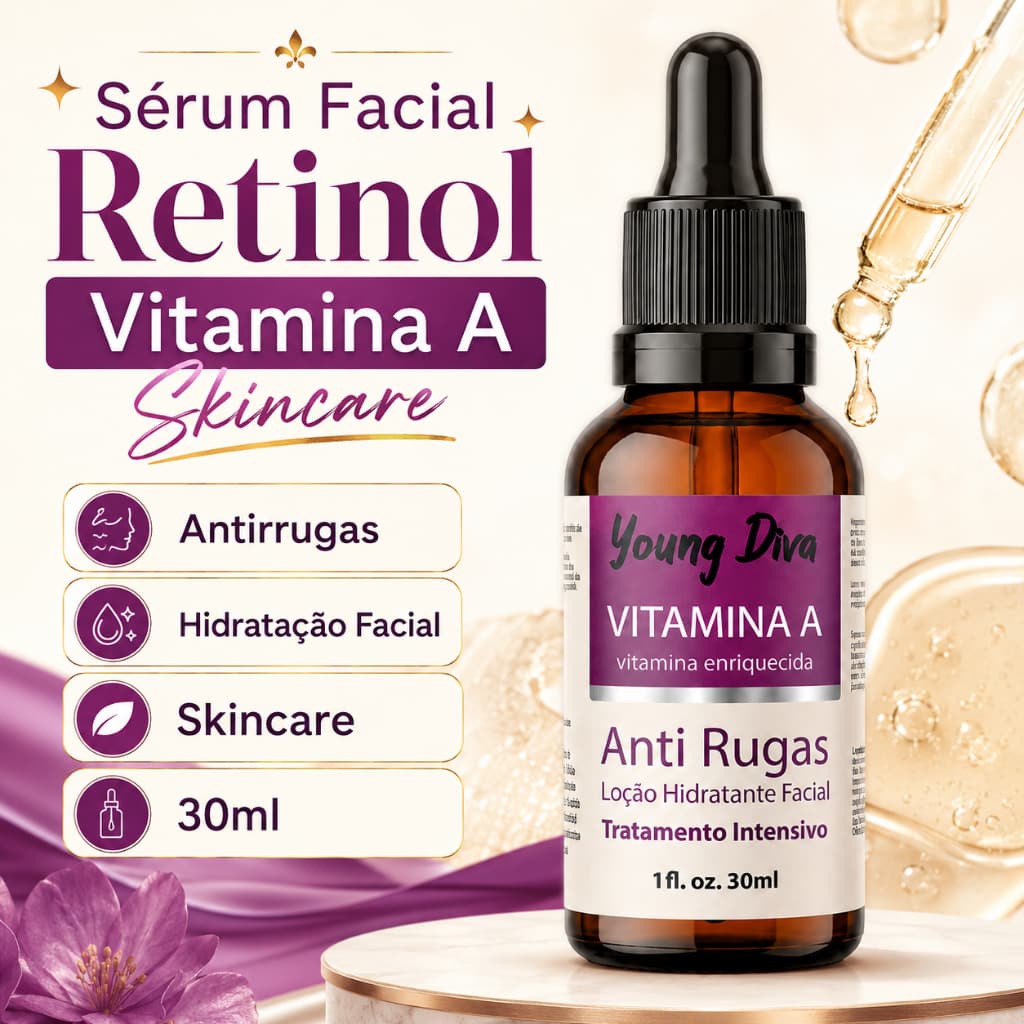 Sérum Facial Retinol Vitamina A 30ml Antirrugas Hidratante para Skincare