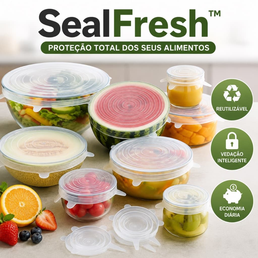 Kit 6 Tampas Silicone Reutilizaveis Vedacao Protecao Alimentos Cozinha
