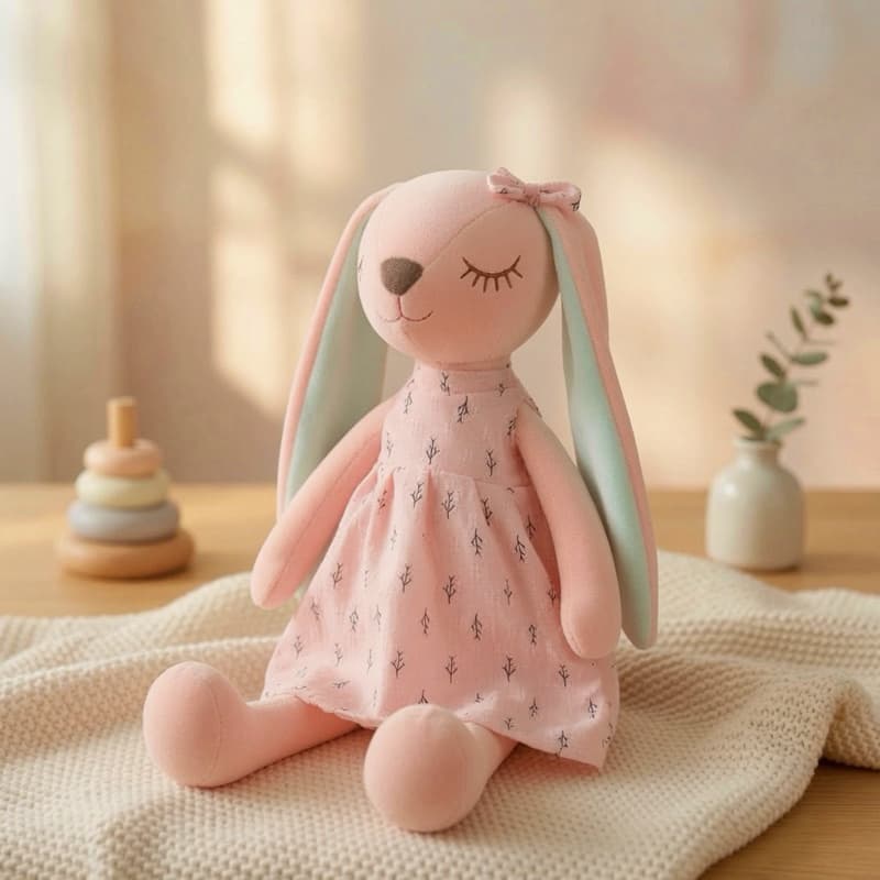 Coelha Boneca Orelhas Longas Pelúcia Fofa Brinquedo para Bebês e Crianças