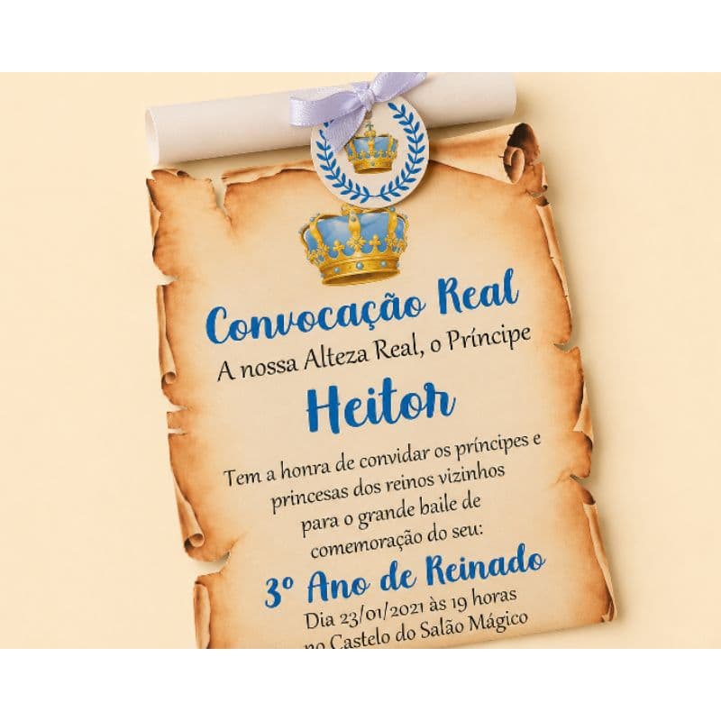 Convite Pergaminho Personalizado Aniversário Infantil pirata, reinado, realeza ursinha princesa