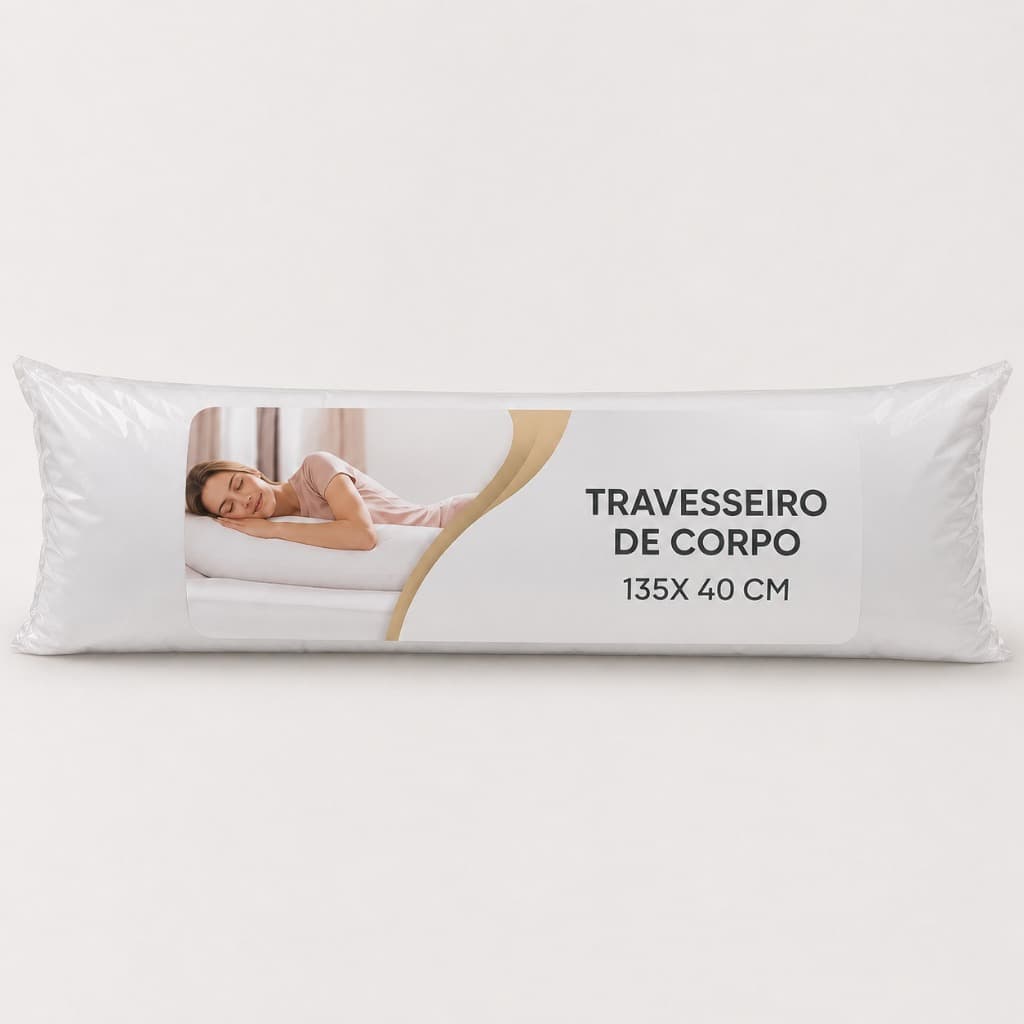 Travesseiro De Corpo Antialérgico Gigante Com Zíper 1,35m x 40cm 300 Fios Fibra Siliconada Xuxão
