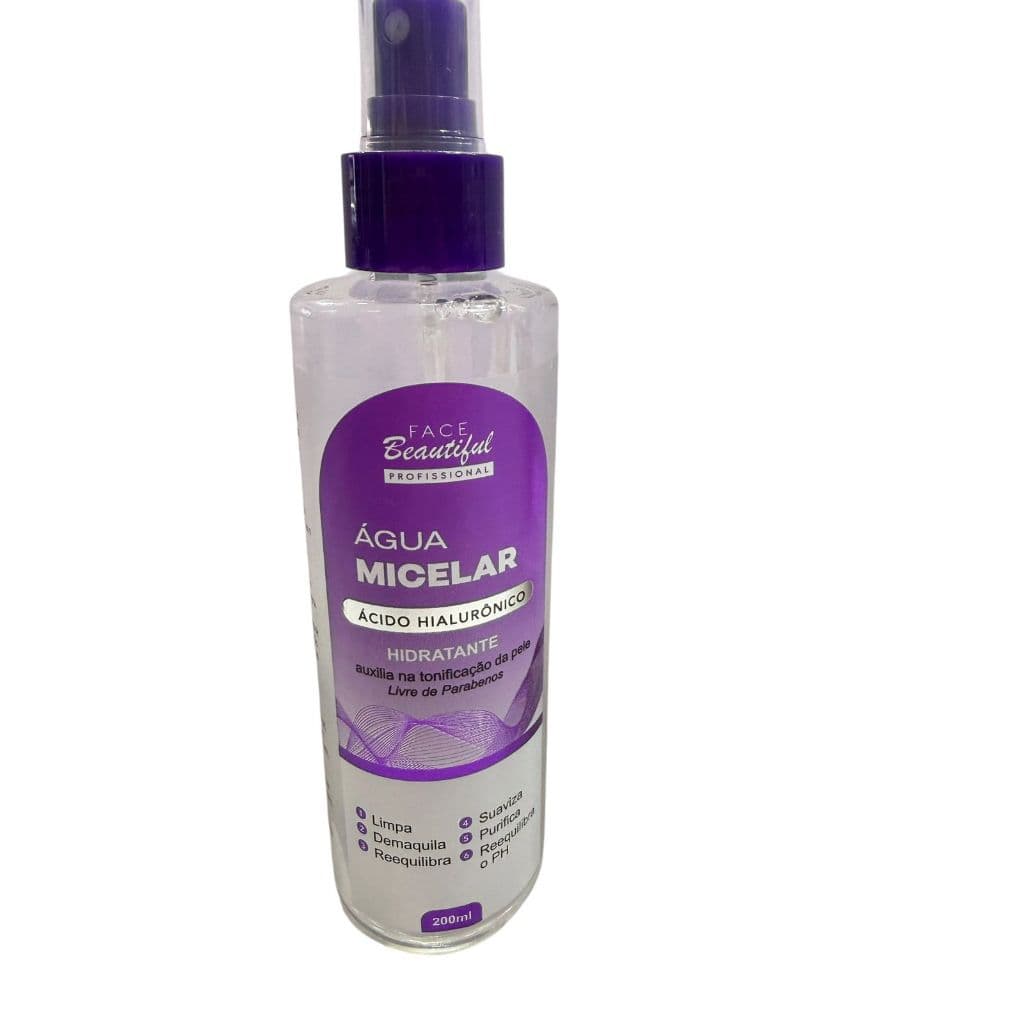 AGUA MICELAR ACIDO HIALURONICO 200ML FACE BEAUTIFUL HIDRATANTE AUXILIA NA TONIFICAÇAO DA PELE FB422