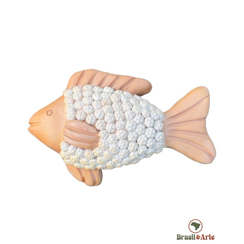 Escultura Peixe Decorativo em Cerâmica Artesanal | Escamas Pinha | Escultura Decorativa  |  Decoração Brasil&Arte🇧🇷