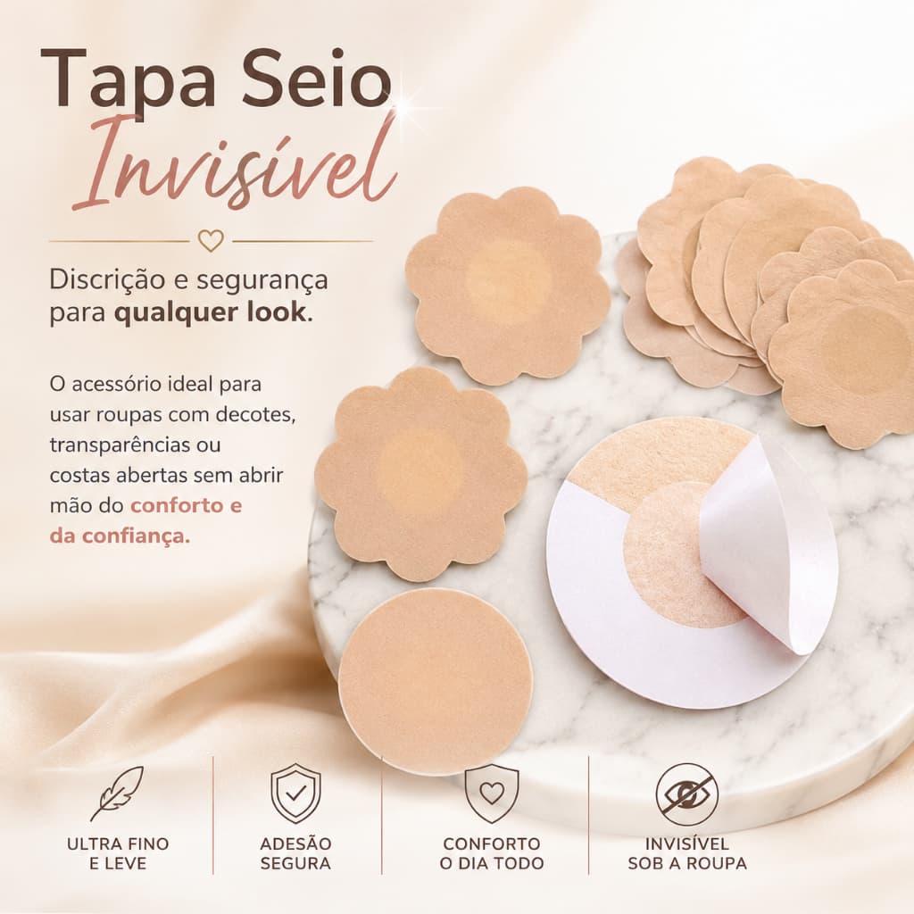 Adesivo Protetor Tapa-Seios Invisível Mamilo e Areola Adesivo com 7,5cm de Diâmetro