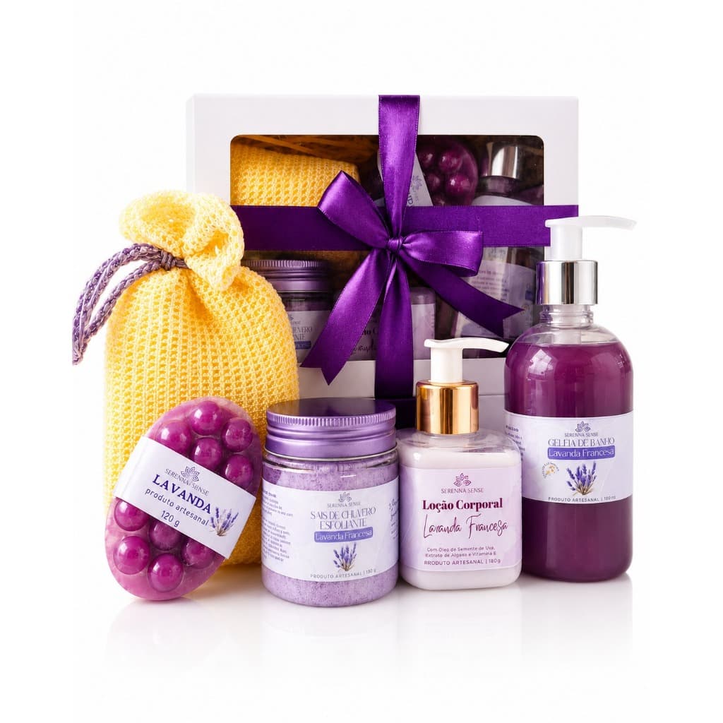Kit SPA relaxante+Sais de Banho+Geleia de banho+Loção Hidratante+Sabonete Massageador+Bucha de Banho