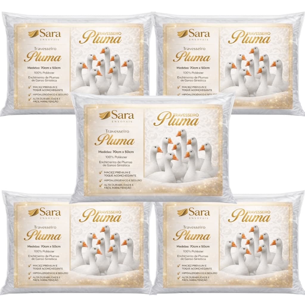 Travesseiro Pluma de Ganso Luxo Descanso Antiacaro 70x50cm Toque Leve