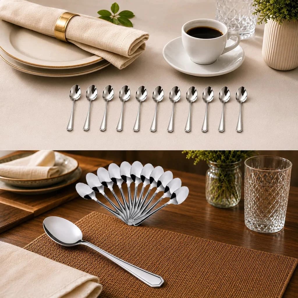 Kit 12 Colheres Inox Uso Jantar Cozinha Mesa Refeição Restaurante Sobremesa