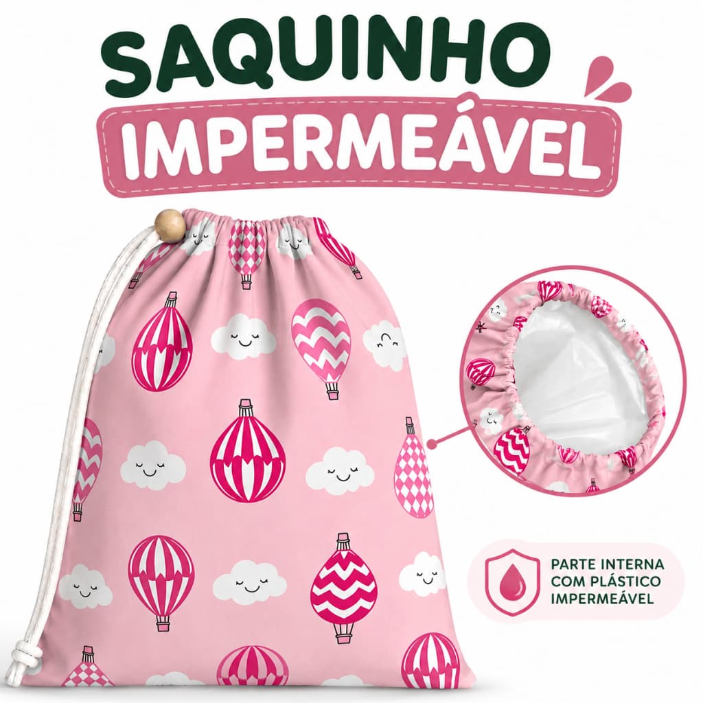 Saquinho Impermeável Maternidade Roupa Limpa Suja e Molhada Organizador de Bolsa Estampado
