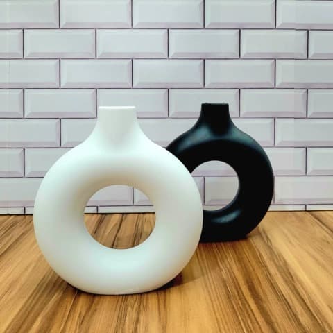 Vaso Redondo Plástico Decorativo Estilo Nórdico 14cm