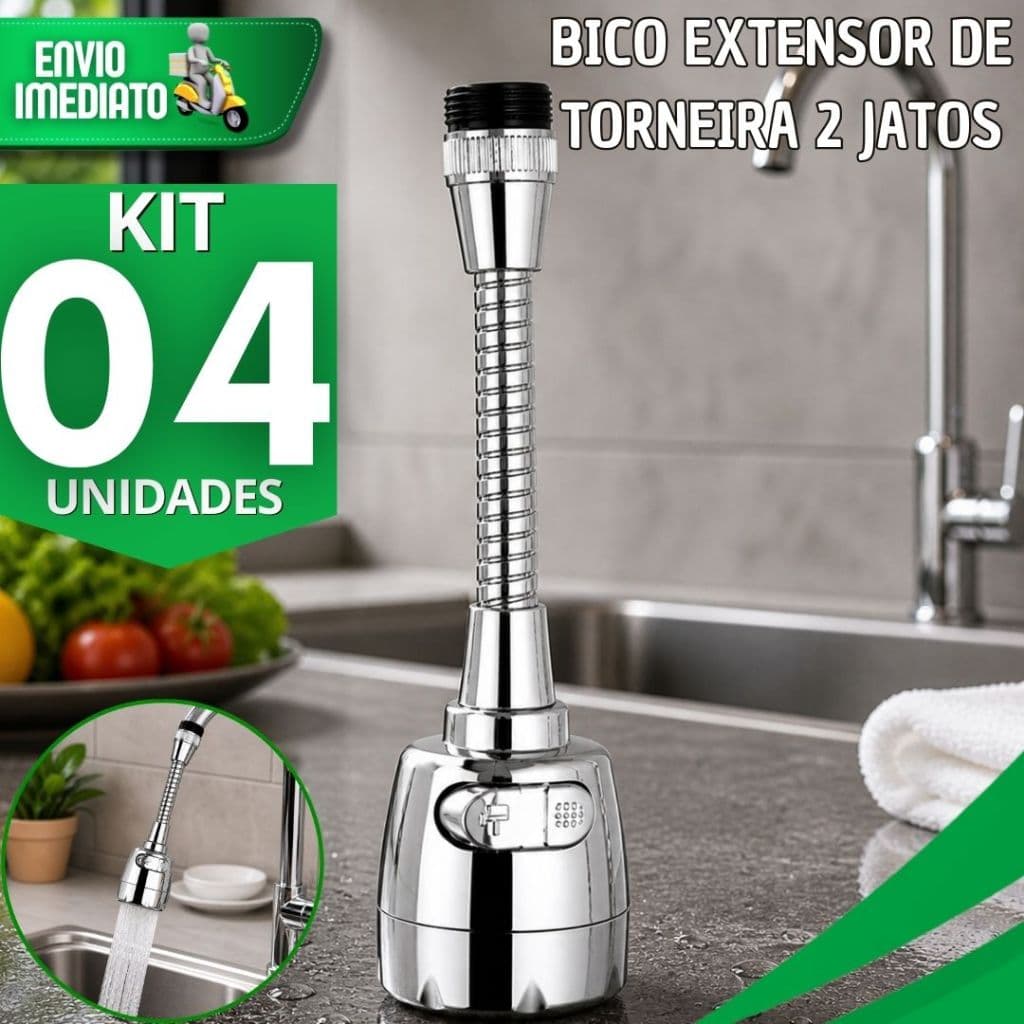 Utilidades Torneira Bico Extensor Duplo Adaptador flexível De Pia Articulável gira 360 Grau Chuveirinho
