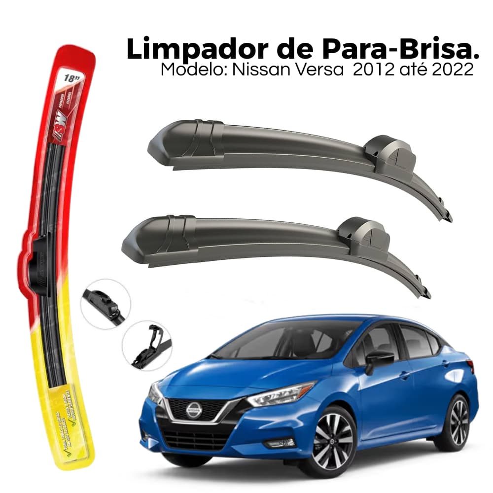 Jogo de Palheta Limpador Para-brisa Dianteiro Nissan Versa ano 2012 até 2019