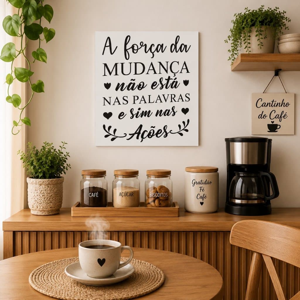 Quadro Decorativo Motivacional MDF Frase A Força da Mudança Parede Sala Escritório