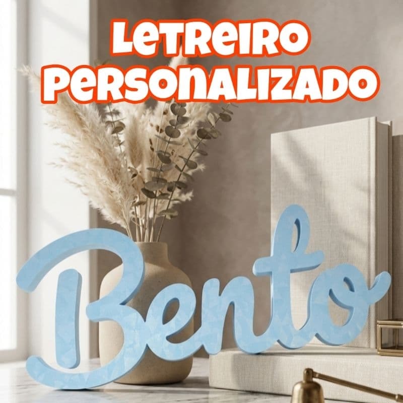 Letreiro Decorativo Infantil Personalizado Nome Bebê Ideal para Mesa Estante Porta Tamanho até 30cm