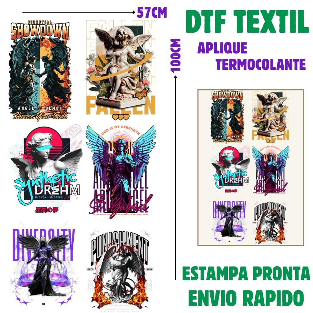 Aplique Termocolante DTF Textil Estampa Pronta Para Camisetas 6060-81 Envio 24hs