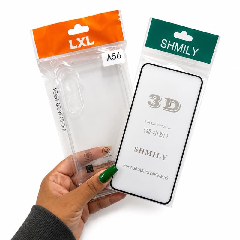 Kit Capa Anti Impacto para Galaxy A56 5G + Película 3D em Vidro Temperado
