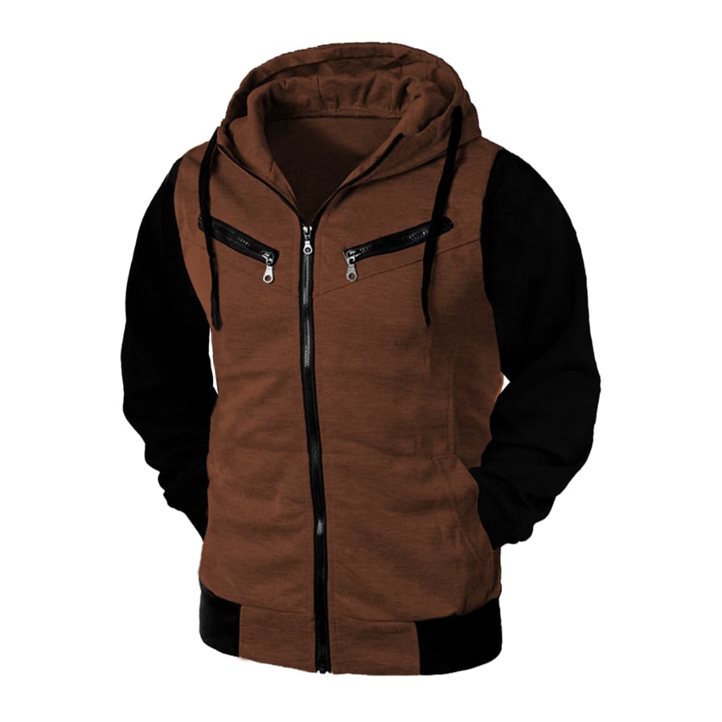 Moletom Confortável Com Ziper E Capuz Blusa De Frio Com Bolso Segurança Casaco
