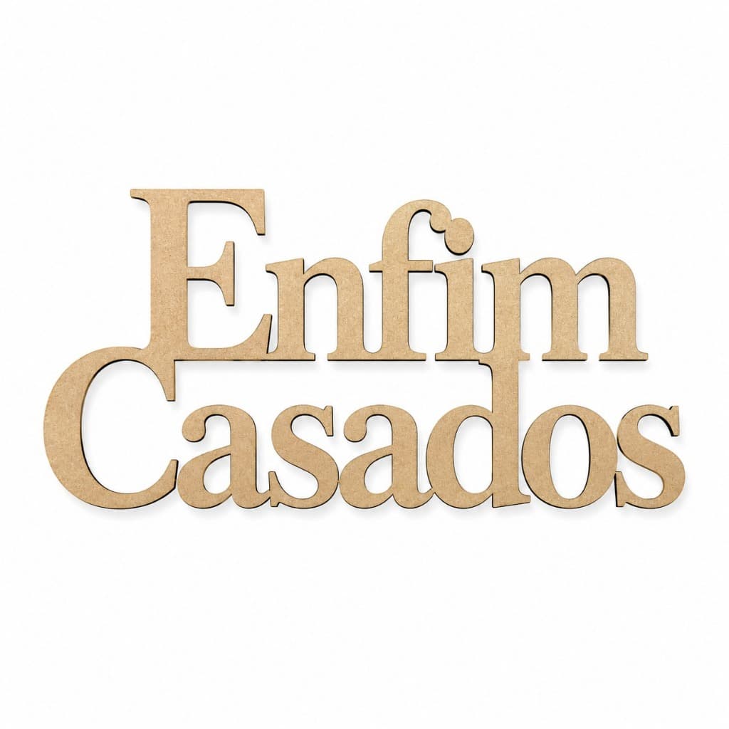 Placa Aplique Letreiro Mdf Decorativo Enfim Casados Para Casamento