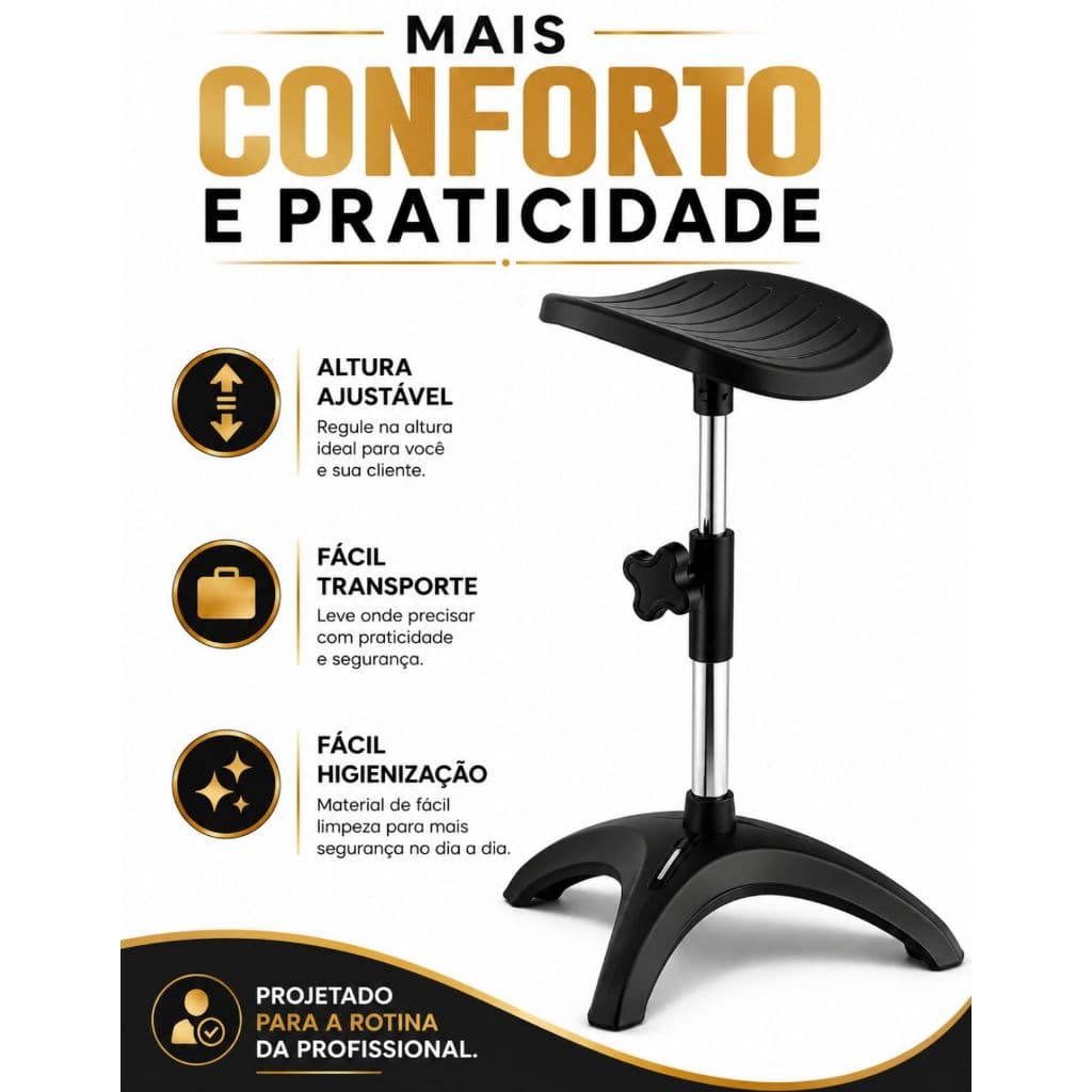 Suporte Tripé Para Manicure Pedicure Dompel Apoio Pernas Altura Ajustável Profissional Estúdio Salão