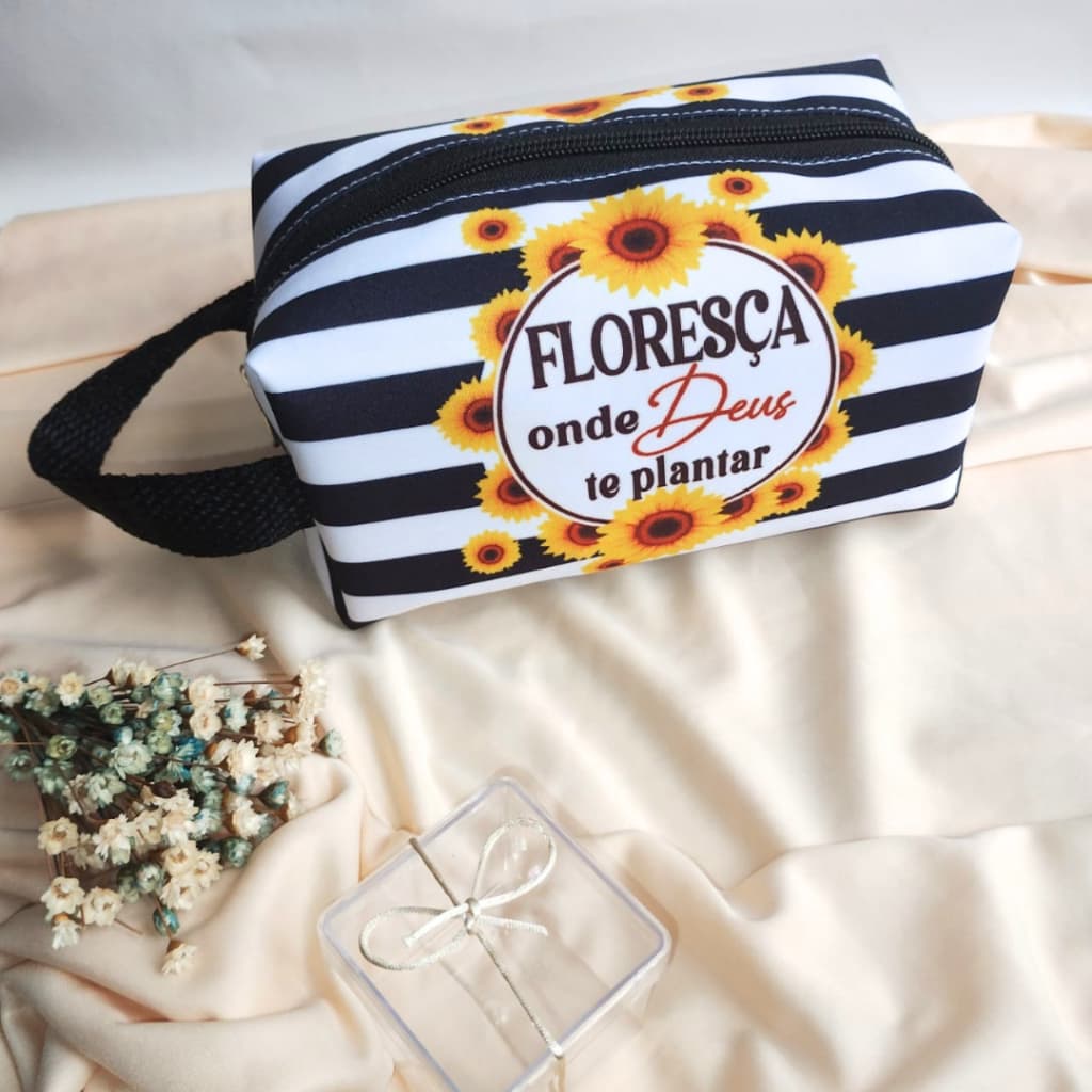 Necessaire Girassol Organizadora Feminina Bolsa De Mão Maquiagem Viagem