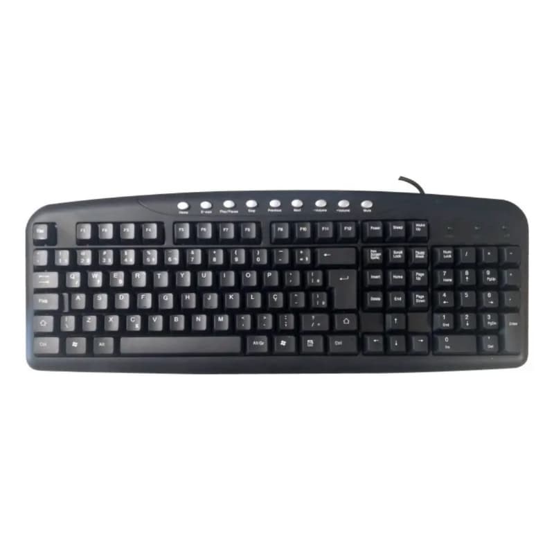 Teclado Coletek KB2200-1BK PS/2 ABNT2 com Teclas Multimídia para PC