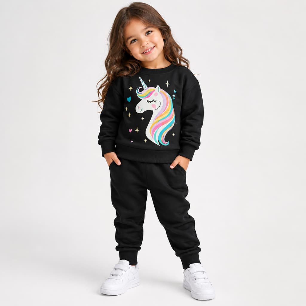 Conjunto Moleton Infantil Unicórnio Desenho Menina Broqueirinha Flanelado