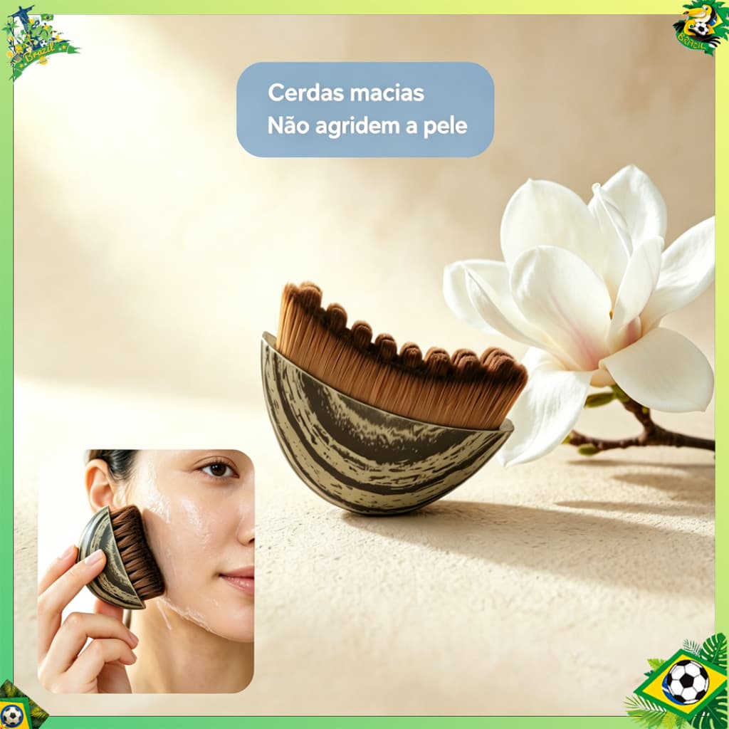 Escova Facial Ergonômica com Cerdas Macias em Nylon – Limpeza Suave e Modelagem Diária