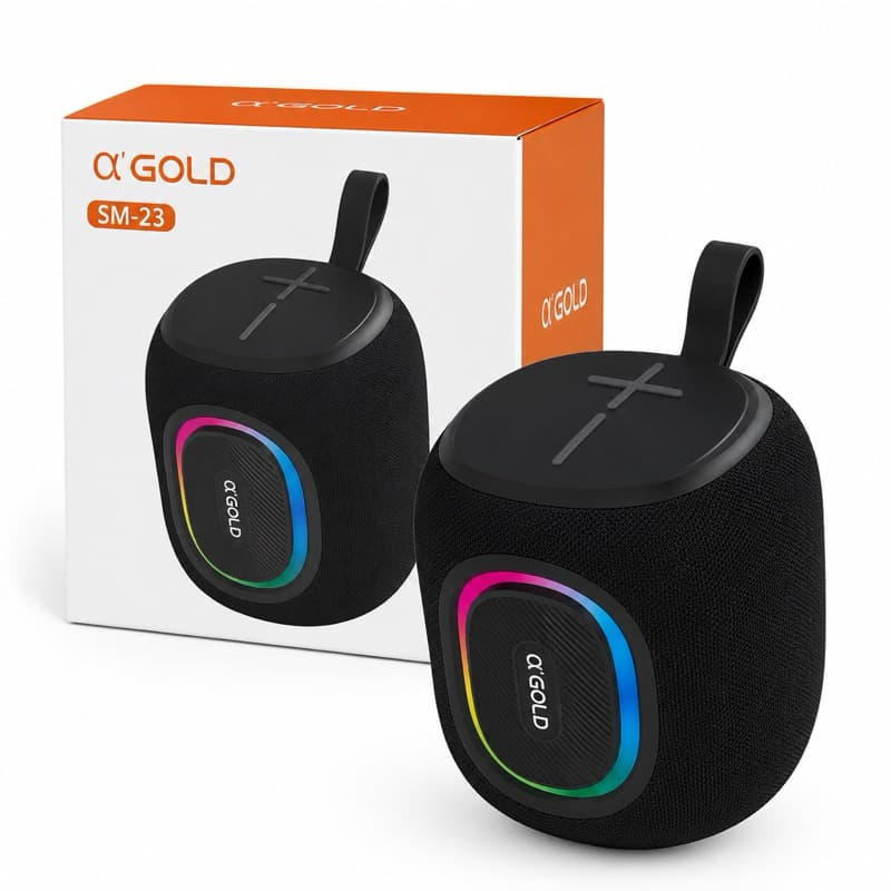 Caixa de Som Bluetooth A’Gold SM-23 8W IPX6 LED RGB Portátil