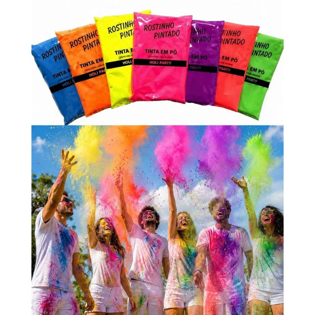 Pó Colorido Diversão E Festa Holi Party Festas Das Cores 50 Gramas Cada
