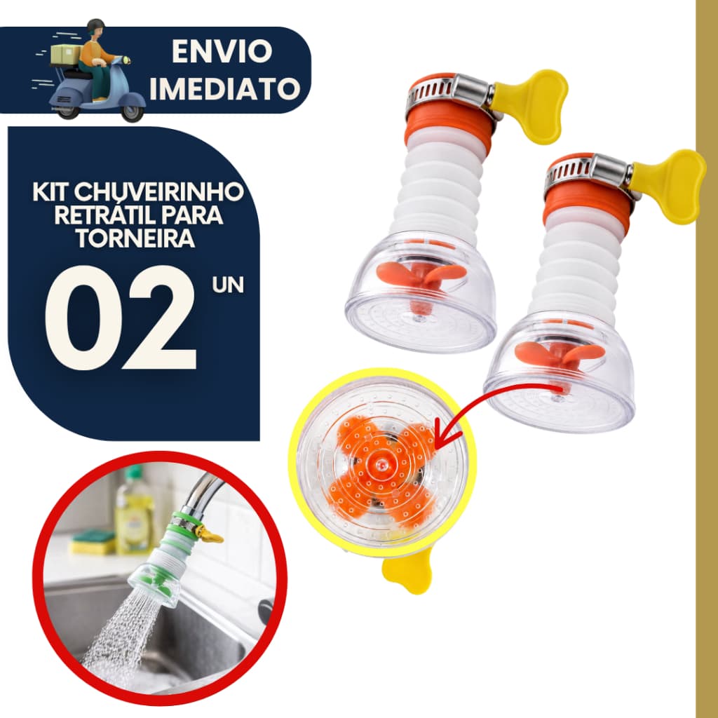 Kit 2 Bico de Torneira Chuveirinho 360° Universal Cozinha Econômico Giratório Arejador de Torneira