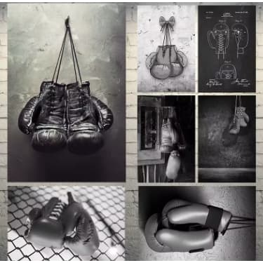 Kit 10 Quadros Decorativos Luva de Boxe Decoração Luta
