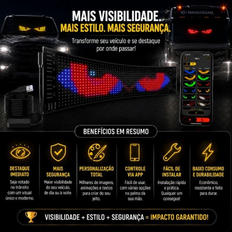 Painel Letreiro De Led Flexível Imagens Digital Textos 64*16 Leds
