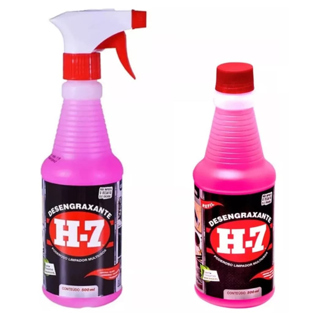 Kit Desengraxante H-7 500ml Limpeza Pesada Spray + Refil
