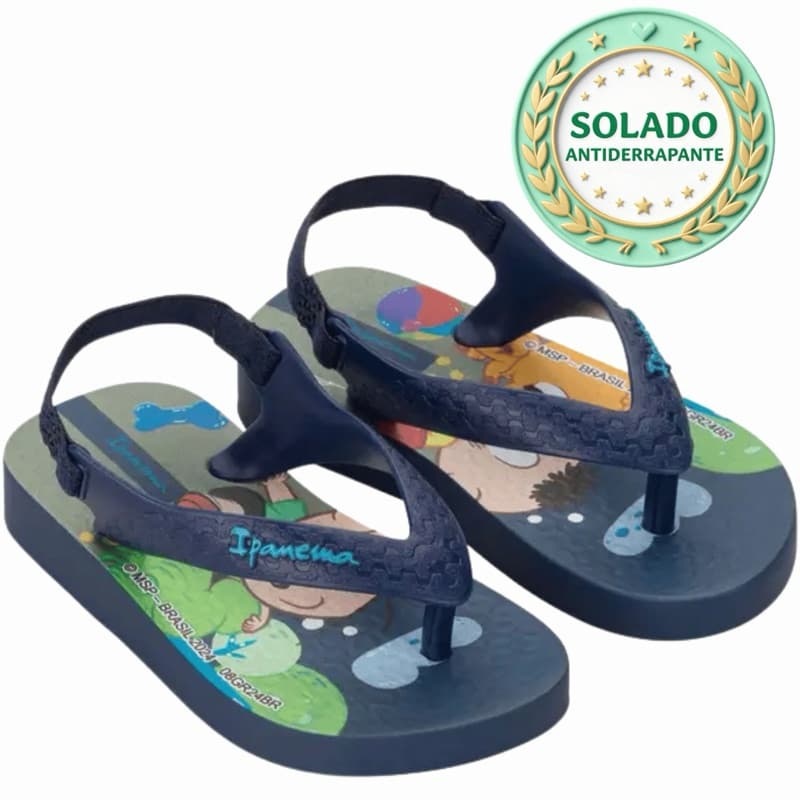 Chinelo infantil Menino,  Turma da Mônica,  Chinelo com elástico Menino