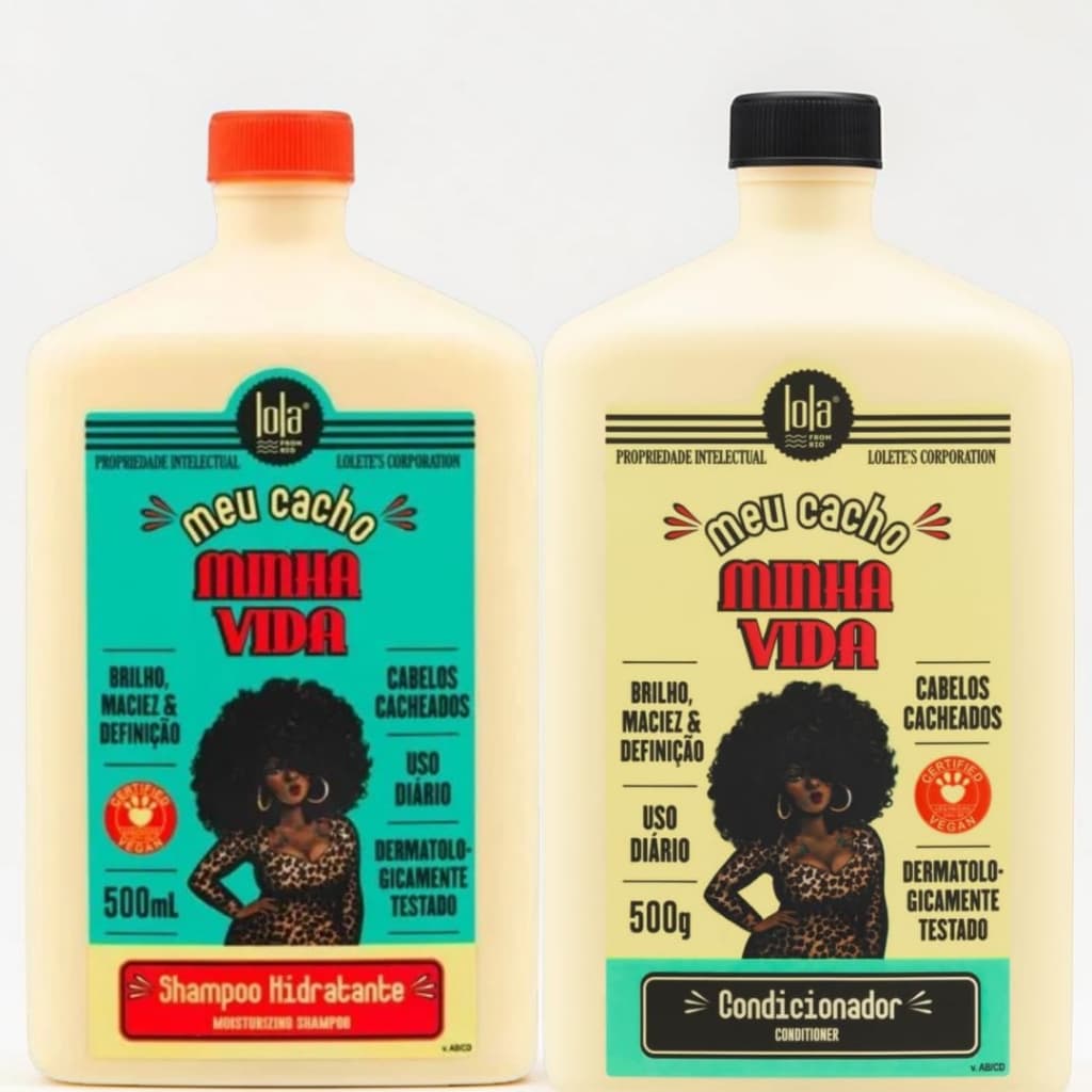 Kit Lola Cosmétics Meu Cacho Minha Vida – Shampoo e Condicionador 500ml | Hidratação, Brilho e Definição Vegana