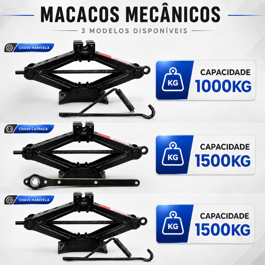 Macaco Mecânico Sanfona Com Chave Catraca 1.5 Ton Universal