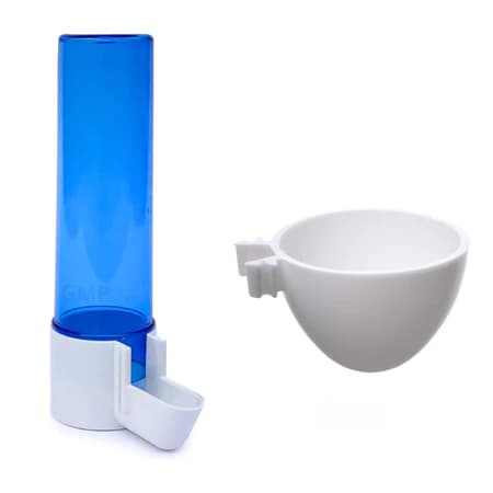 KIT Bebedouro e comedouro para Aves Pássaros em Geral