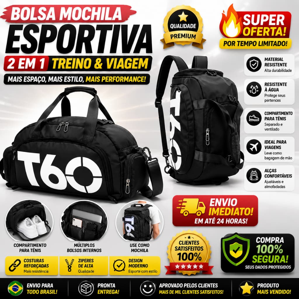 Bolsa Esportiva Multifuncional Transversal