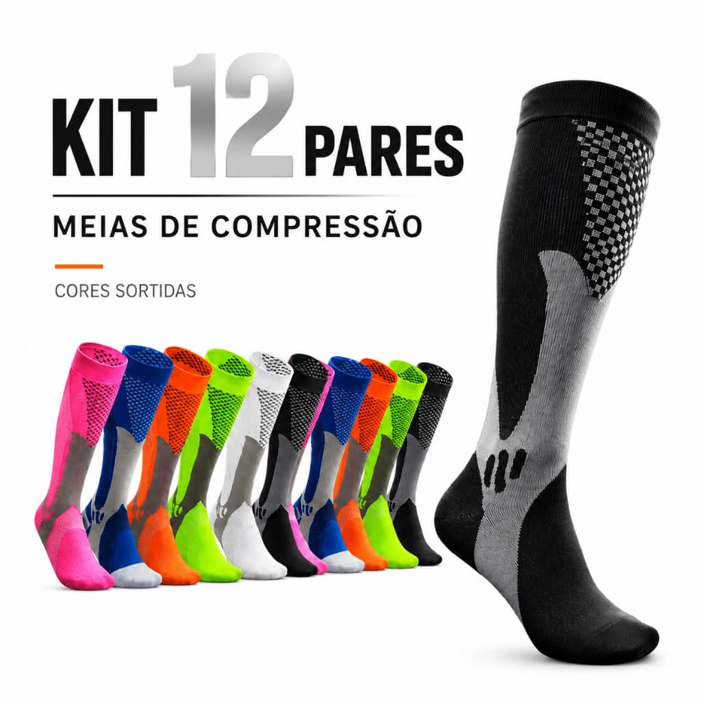 Kit Meia De Compressão Ortopedica Compression Socks Meia para Varizes Cano Alto