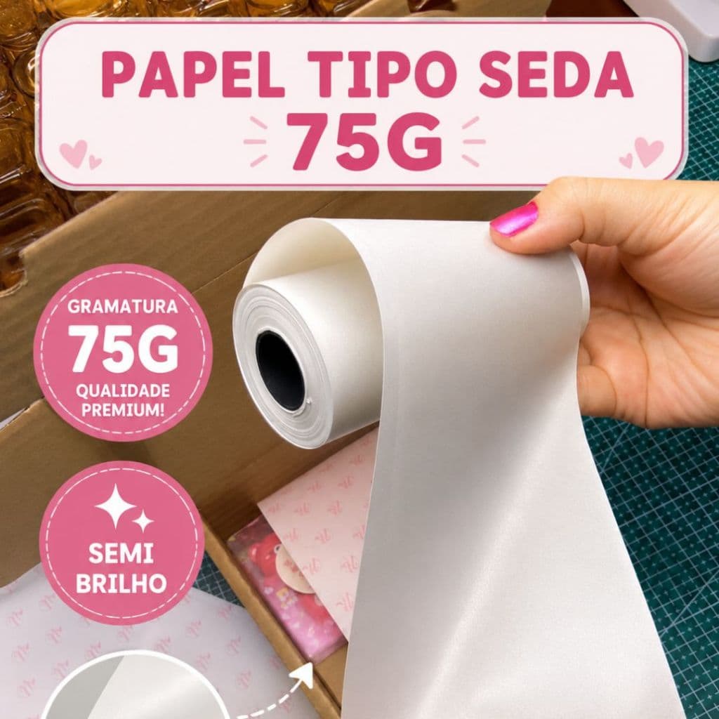 Papel Tipo Seda em Bobina para impressora 100mm X 30m 75g