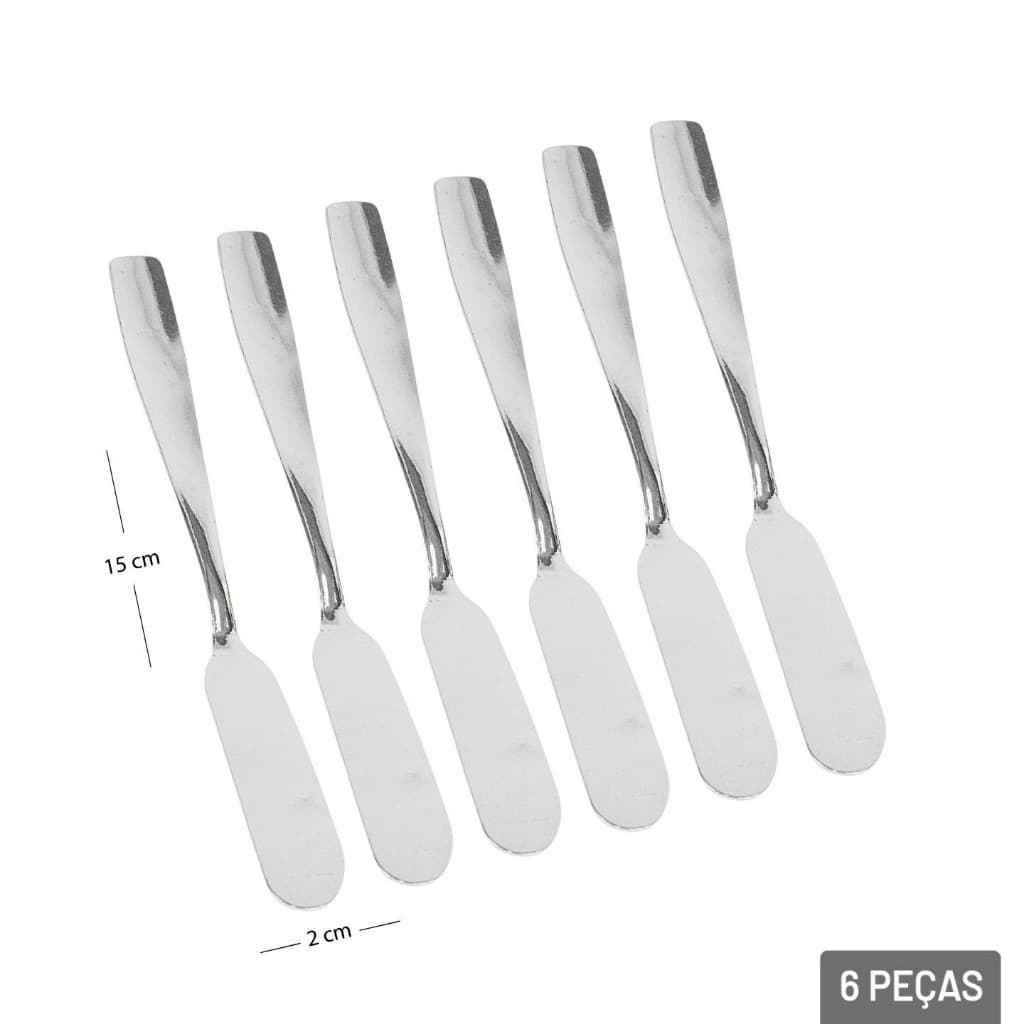 Conjunto De Espátulas Manteiga Patê Geleia 6 Peças Em Aço Inox