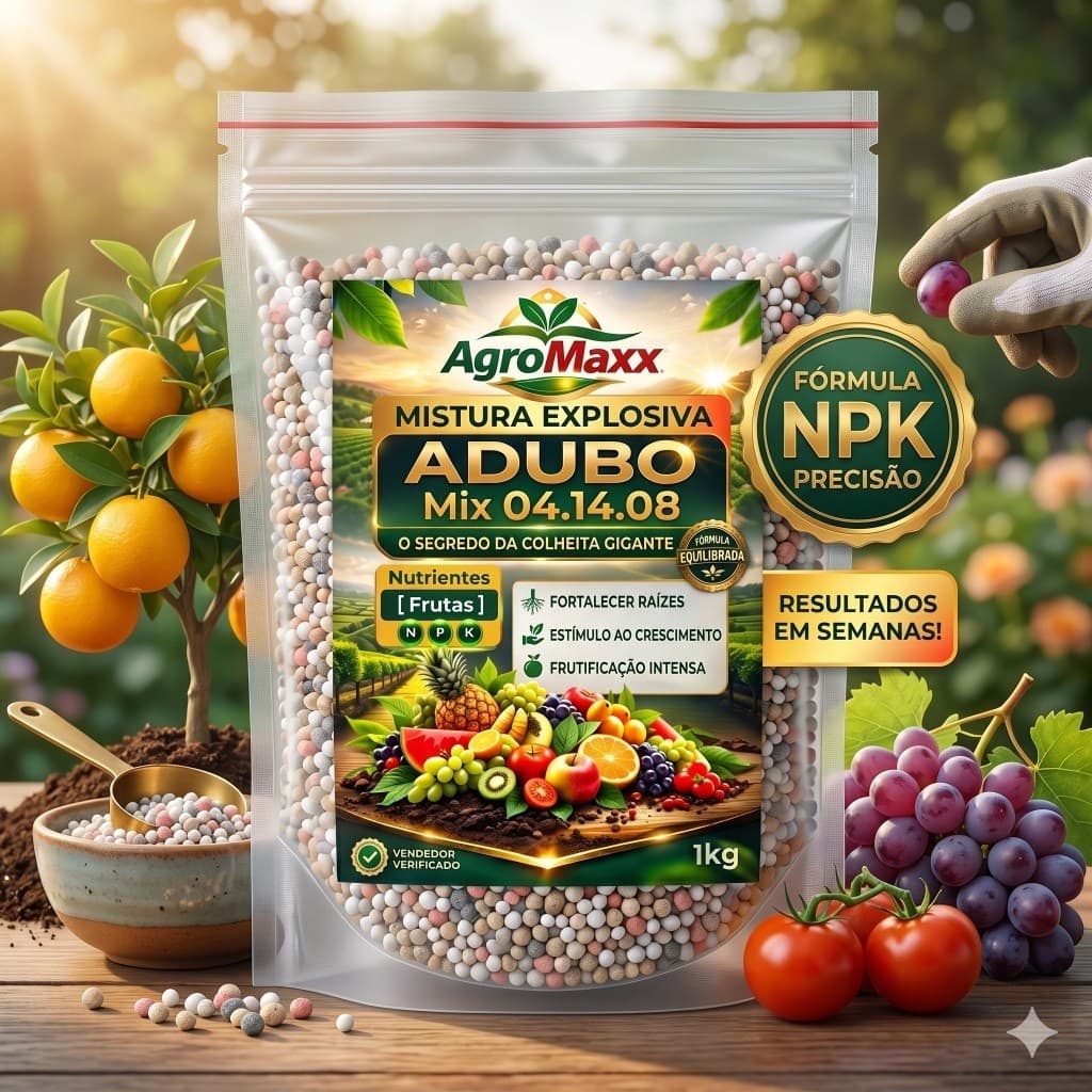 Adubo Fertilizante Frutas Premium NPK 04-14-08 Crescimento, Enraizamento e Frutificação - Verthagro | 5kg 10kg 15kg 20kg