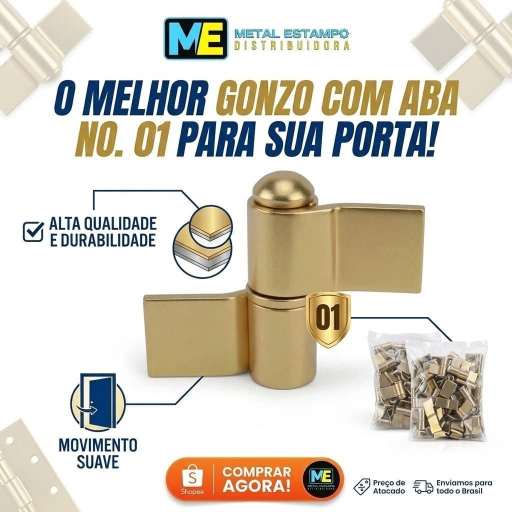 Kit Dobradiça Gonzo Número 1 Com Aba  3/4''