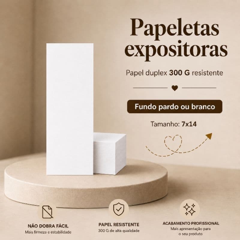300 Cartela Papeletas 7x14 Expositor Laço/Tiara/Turbante/Faixa/Papel Duplex 300g Embalagem Economica