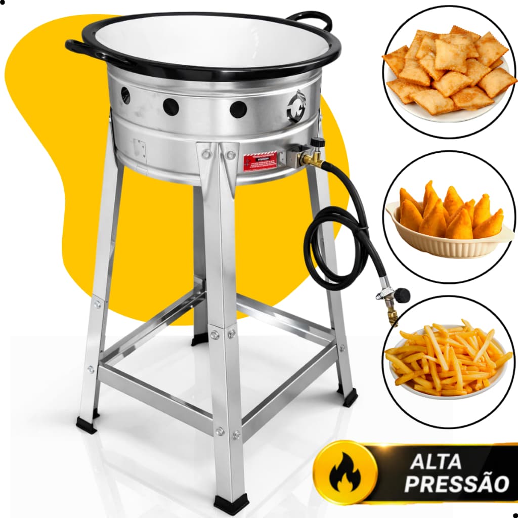 Pasteleiro Fritador A Gás 7 L Inox Fritadeira Tacho Nº16 Frituras Em Geral