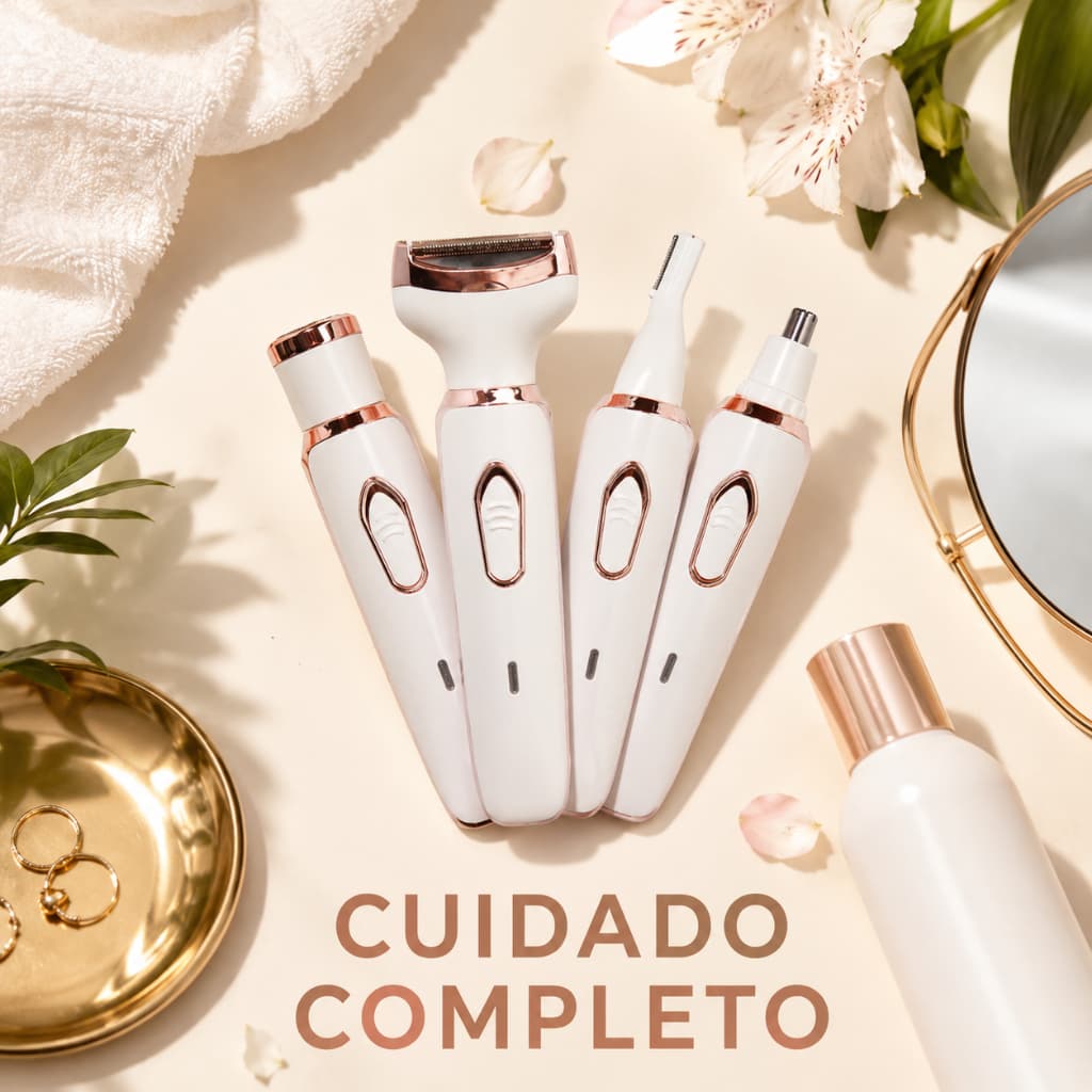 Depilador Elétrico 4 em 1 Recarregável USB Aparador Feminino para Rosto e Corpo