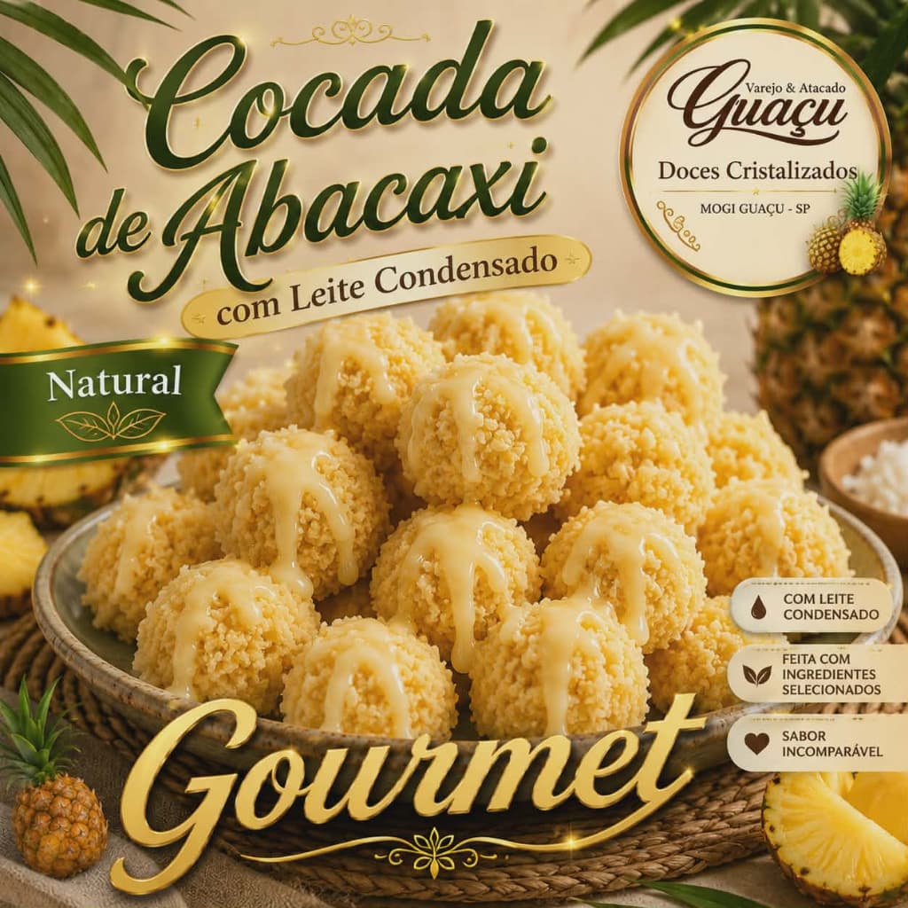 Cocada de abacaxi com leite condensado gourmet